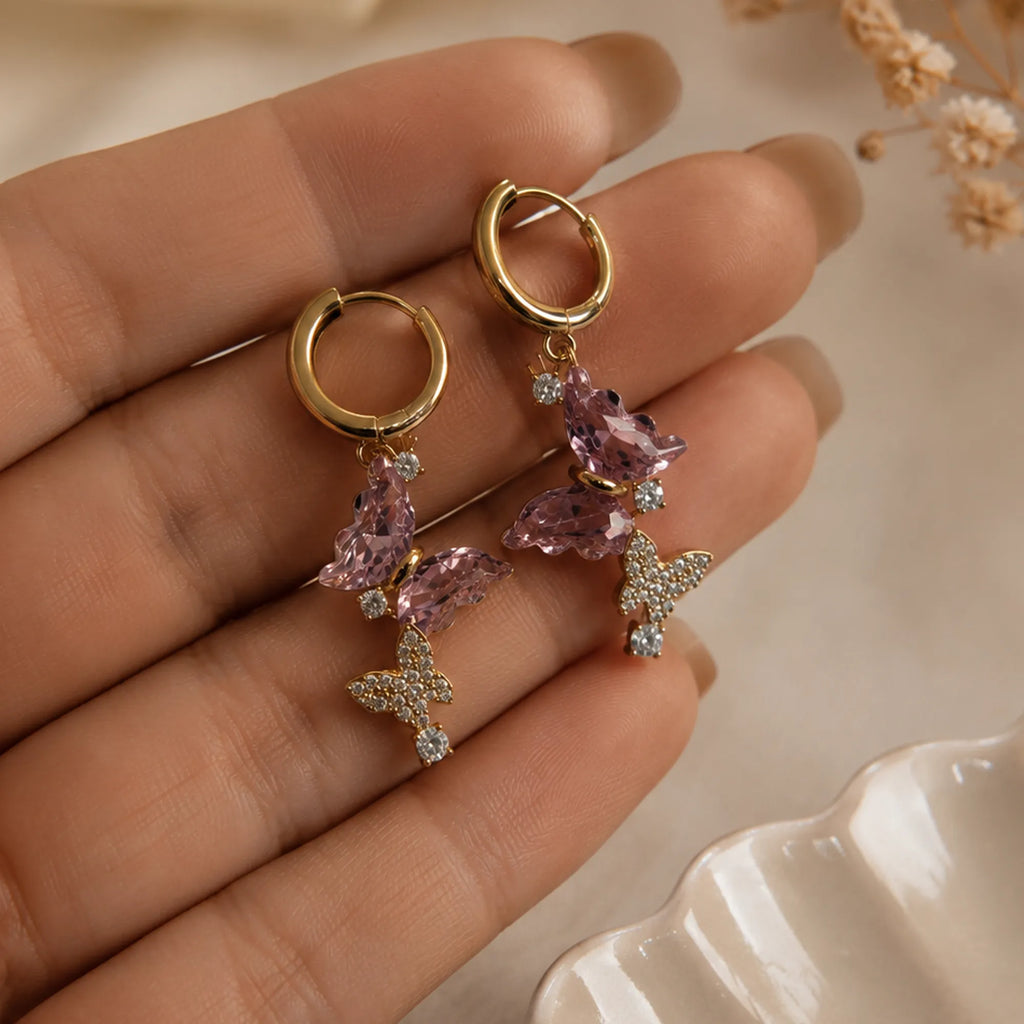 Blush Butterfly Huggie Earrings
