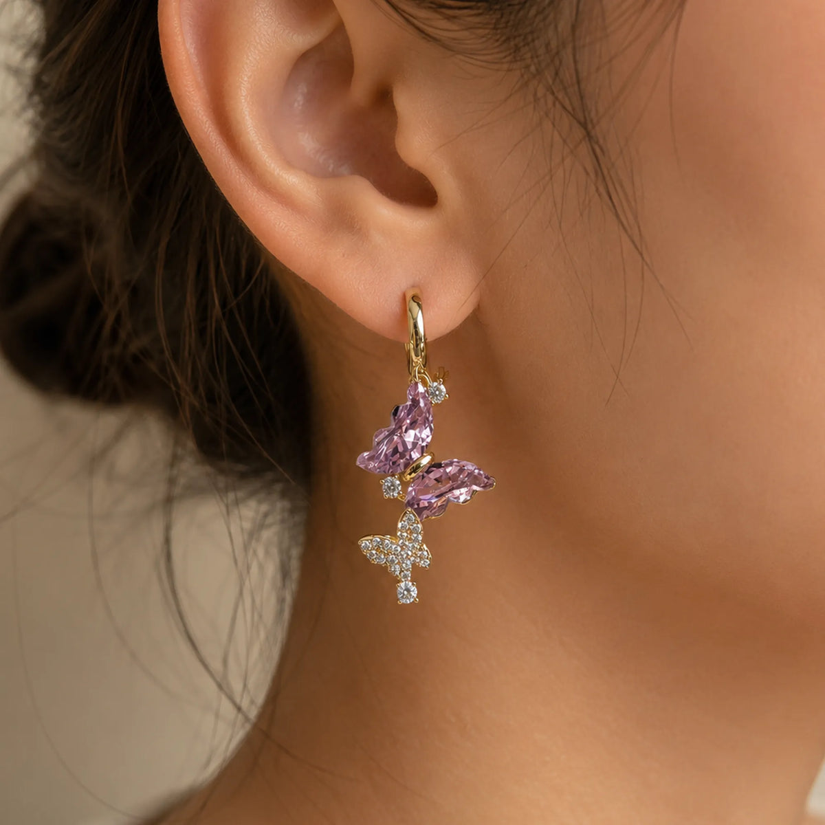 Blush Butterfly Huggie Earrings