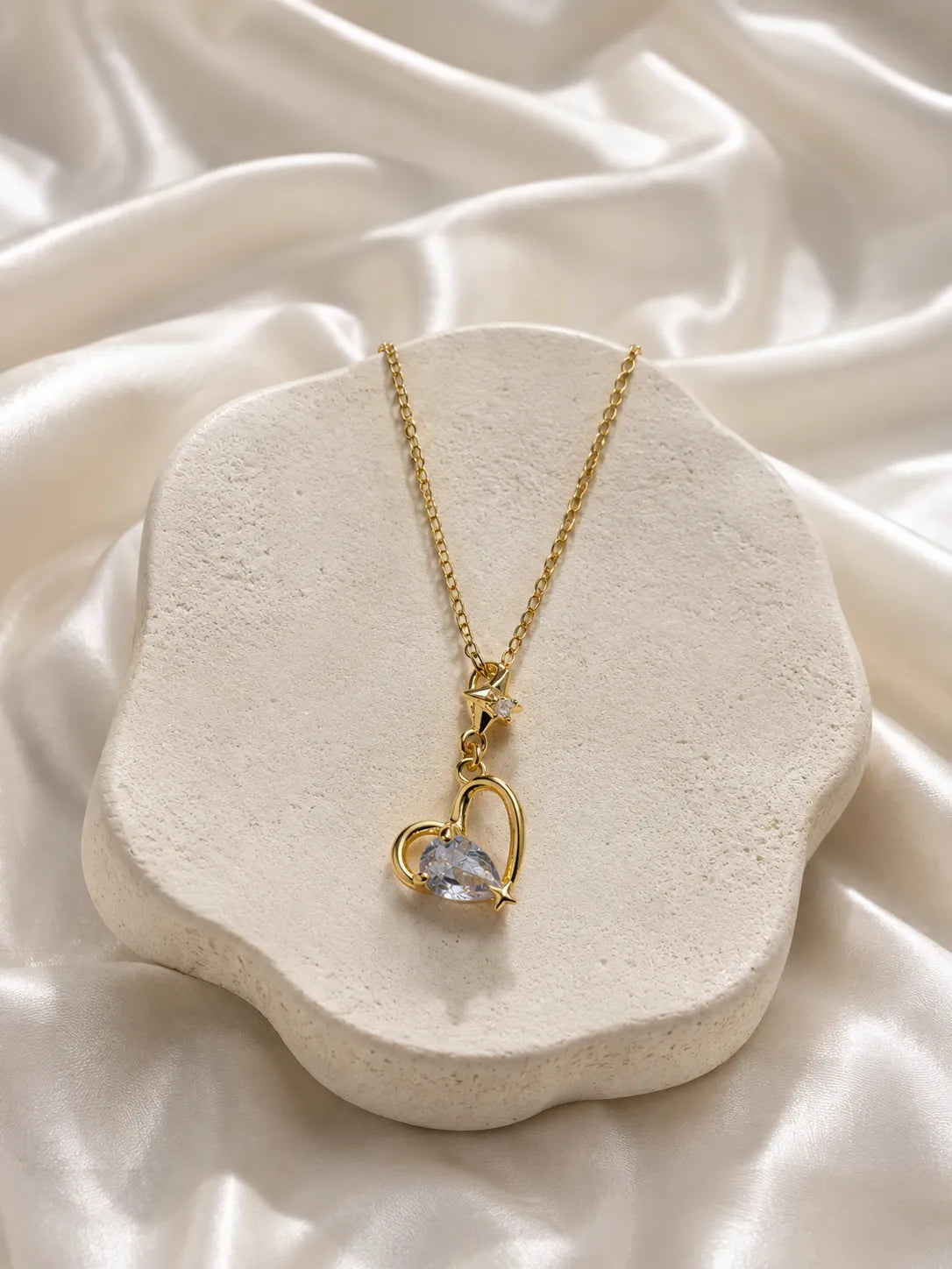 Crystal Heart Drop Necklace