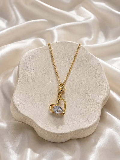 Crystal Heart Drop Necklace