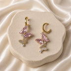 Blush Butterfly Huggie Earrings