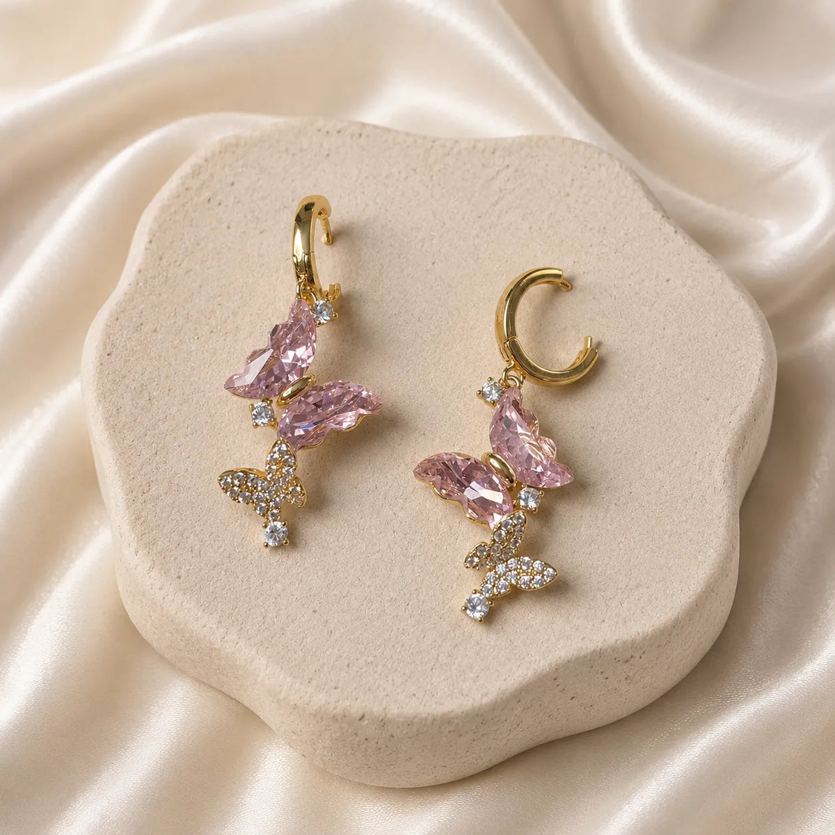 Blush Butterfly Huggie Earrings