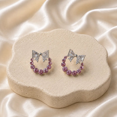Pink Bow Wreath Studs