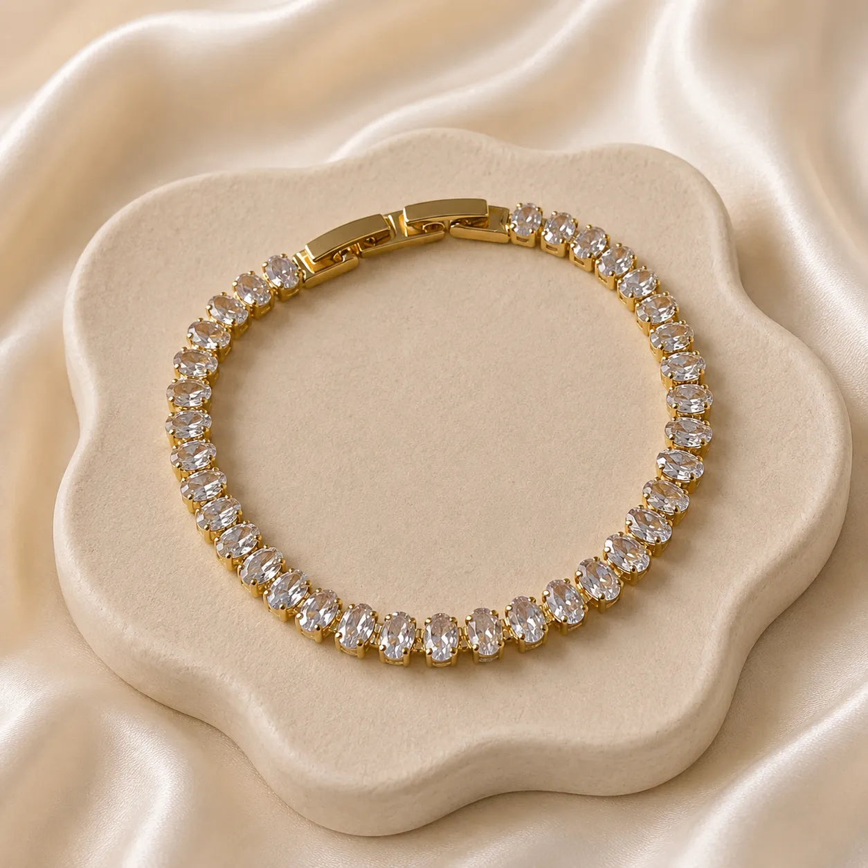 Crystal Tennis Bracelet – Gold