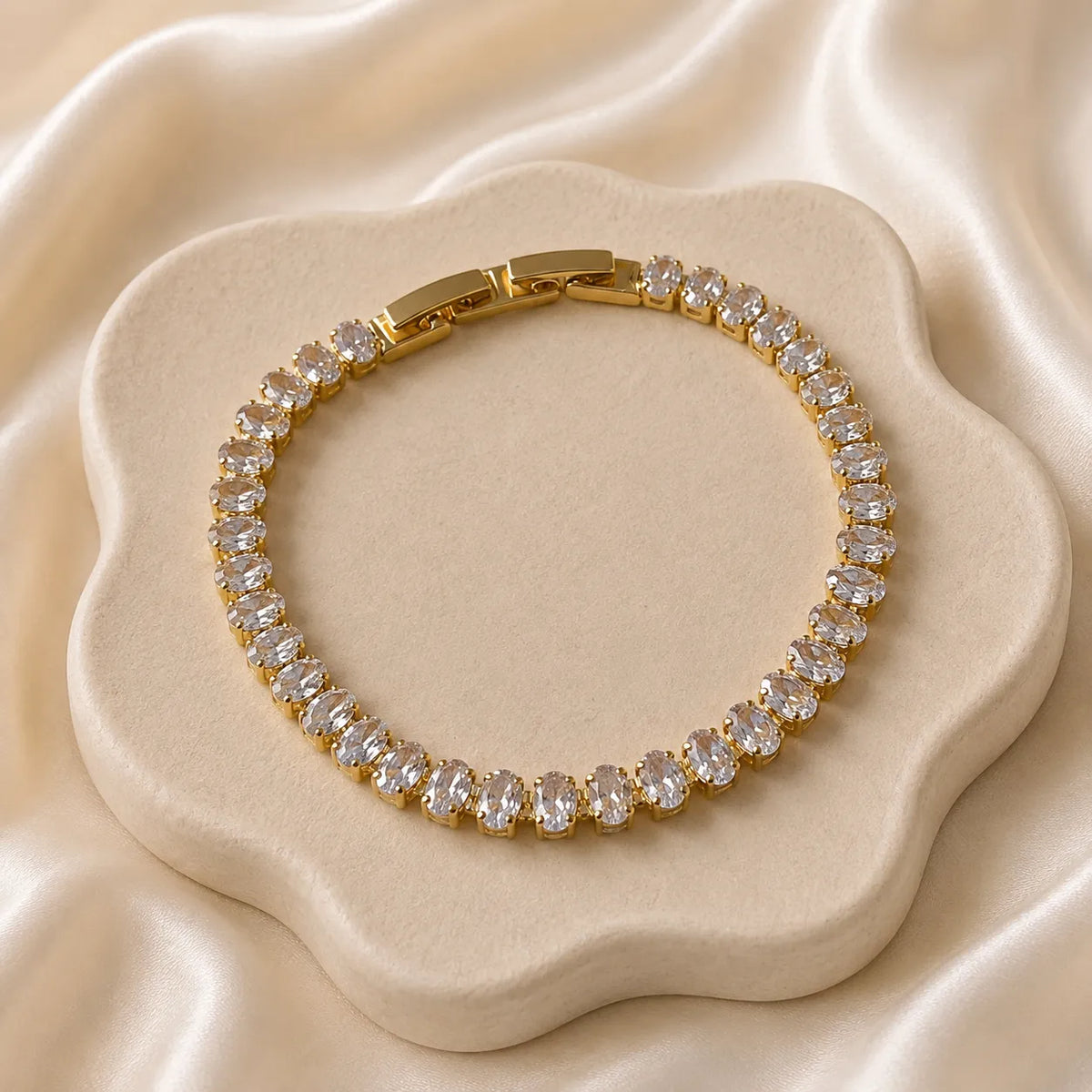 Crystal Tennis Bracelet – Gold
