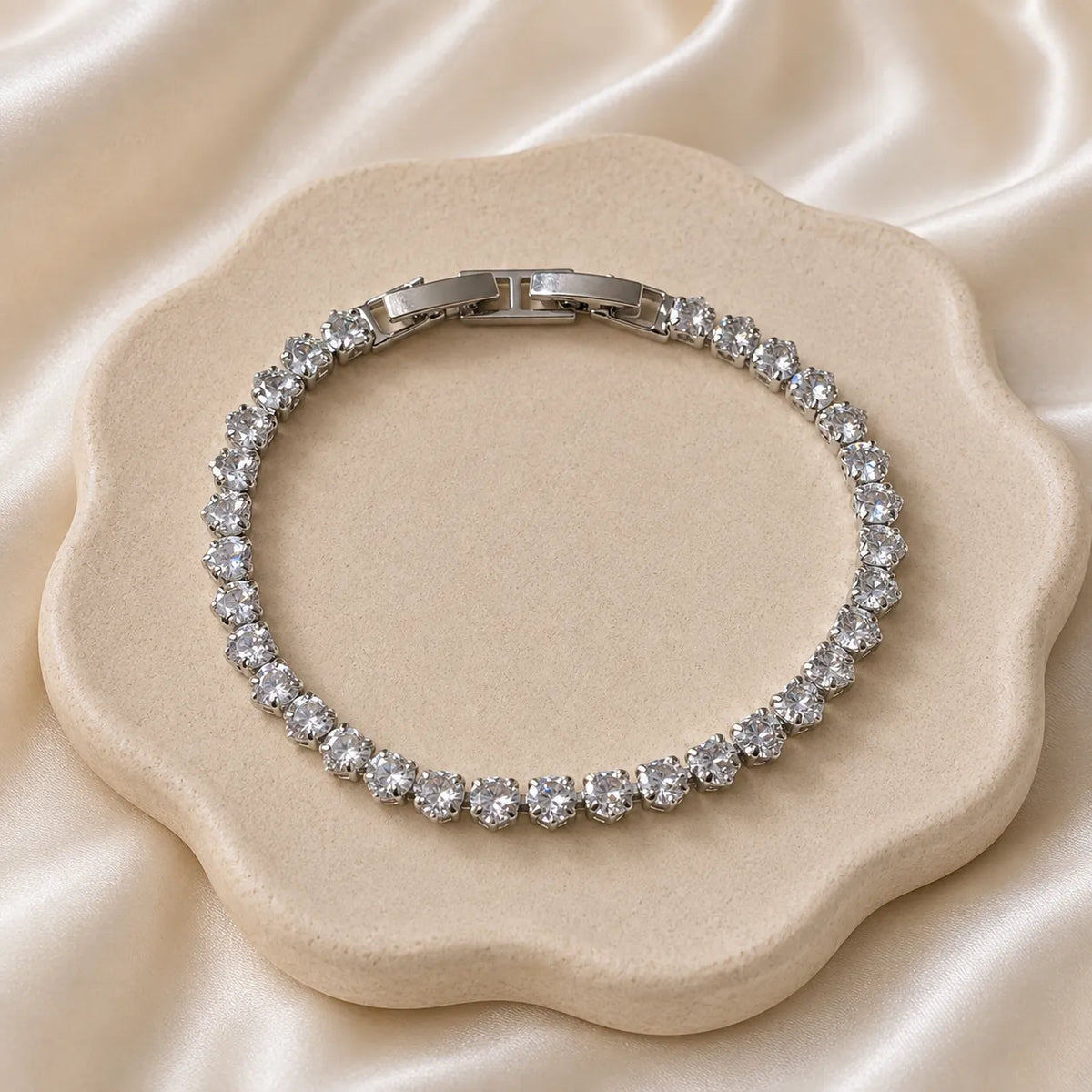 Crystal Tennis Bracelet – Silver