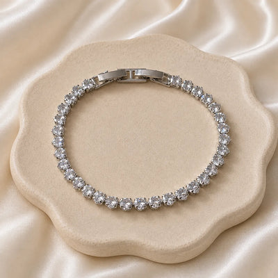 Crystal Tennis Bracelet – Silver