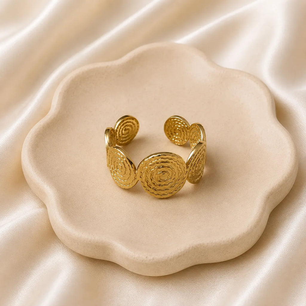 Golden Spiral Disc Ring