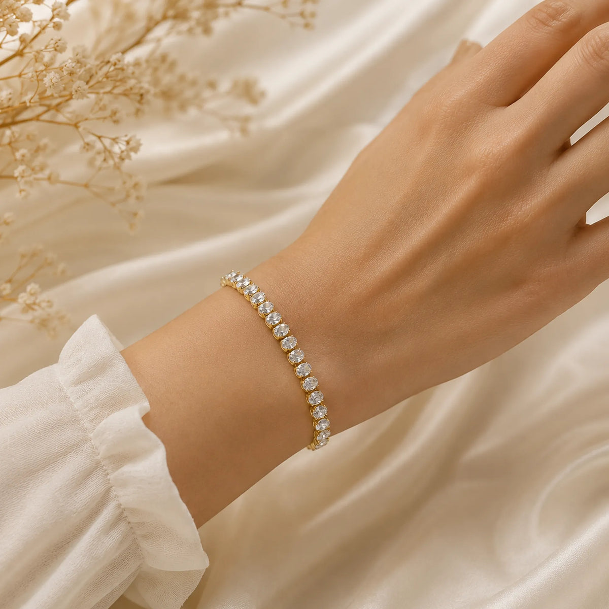 Crystal Tennis Bracelet – Gold