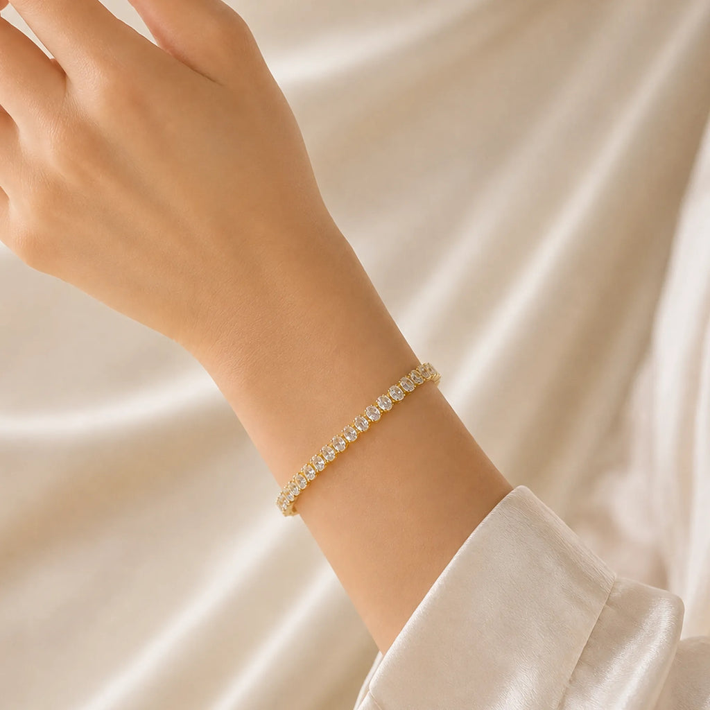 Crystal Tennis Bracelet – Gold