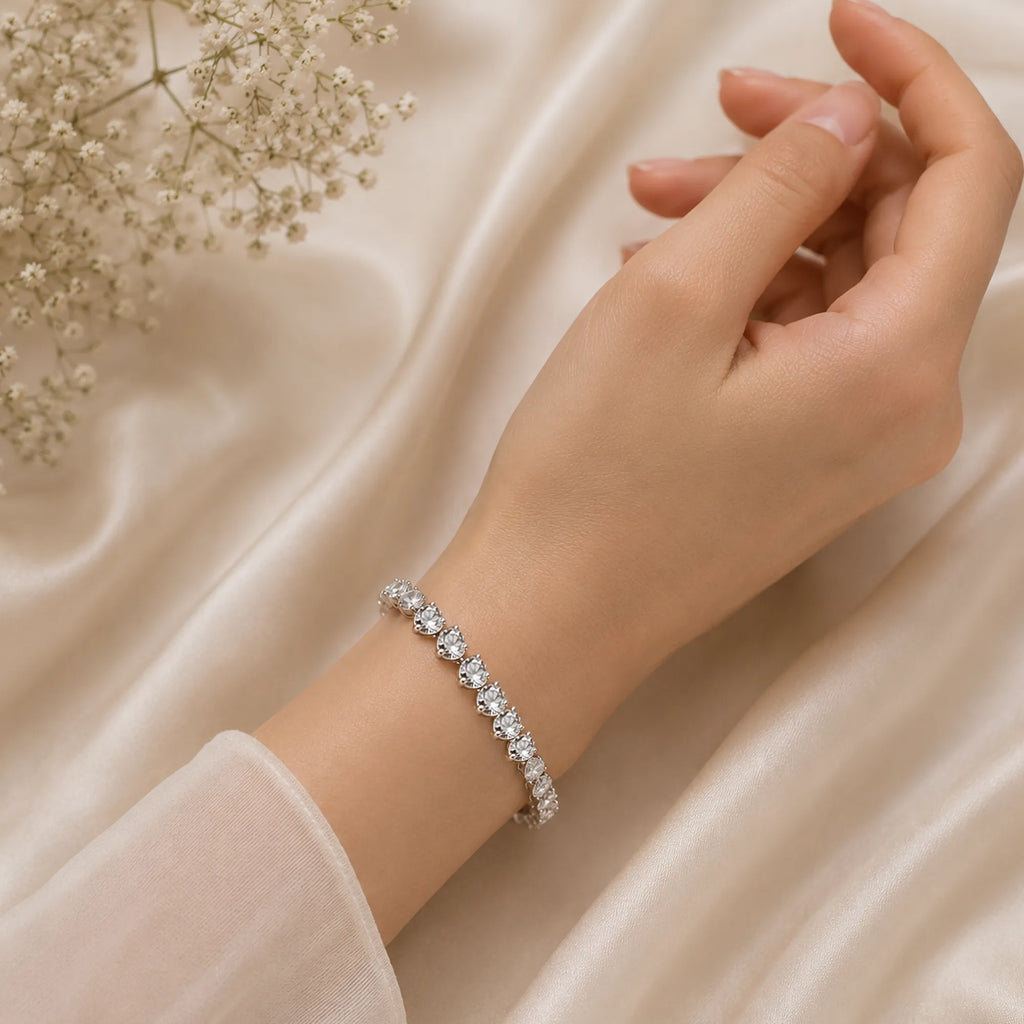 Crystal Tennis Bracelet – Silver