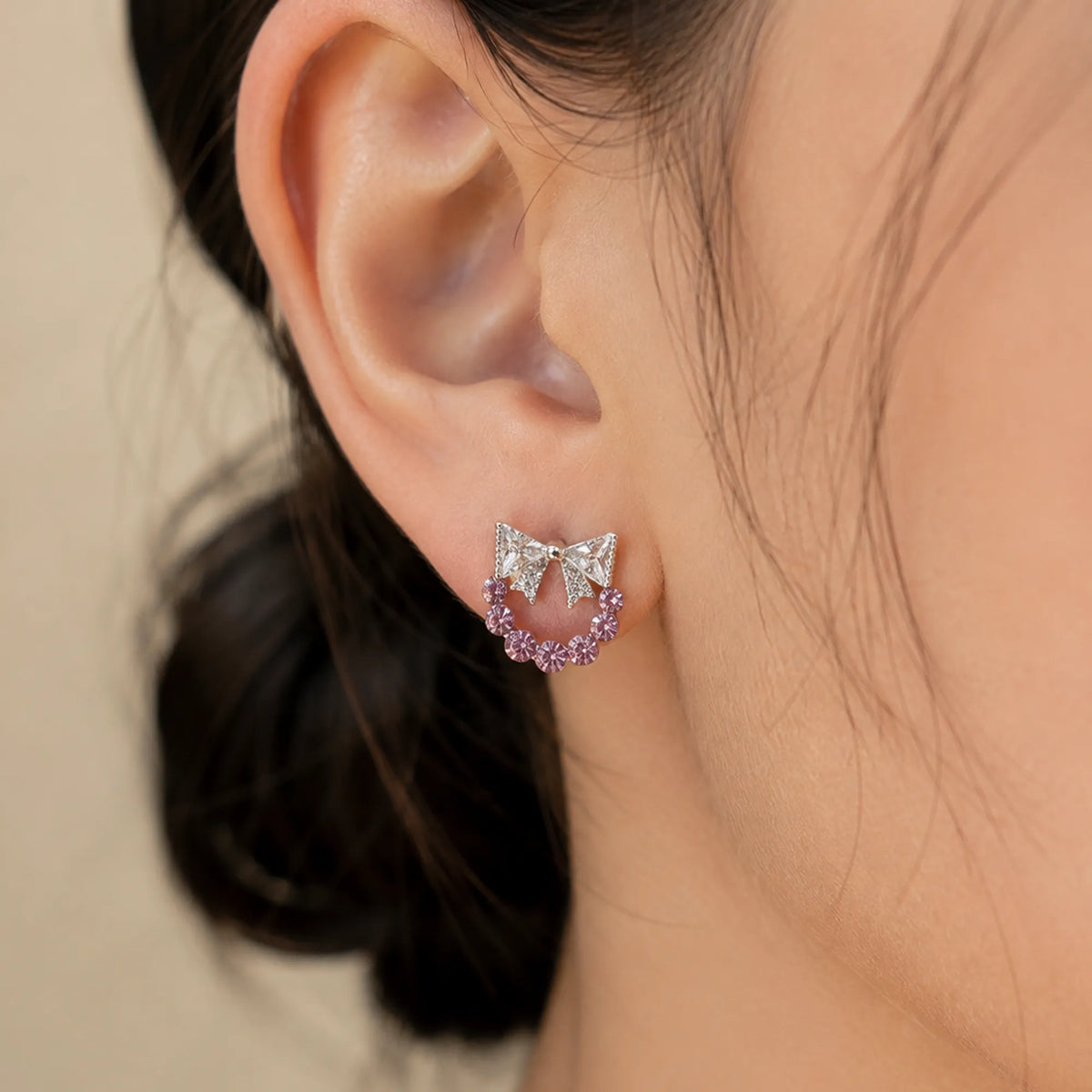 Pink Bow Wreath Studs