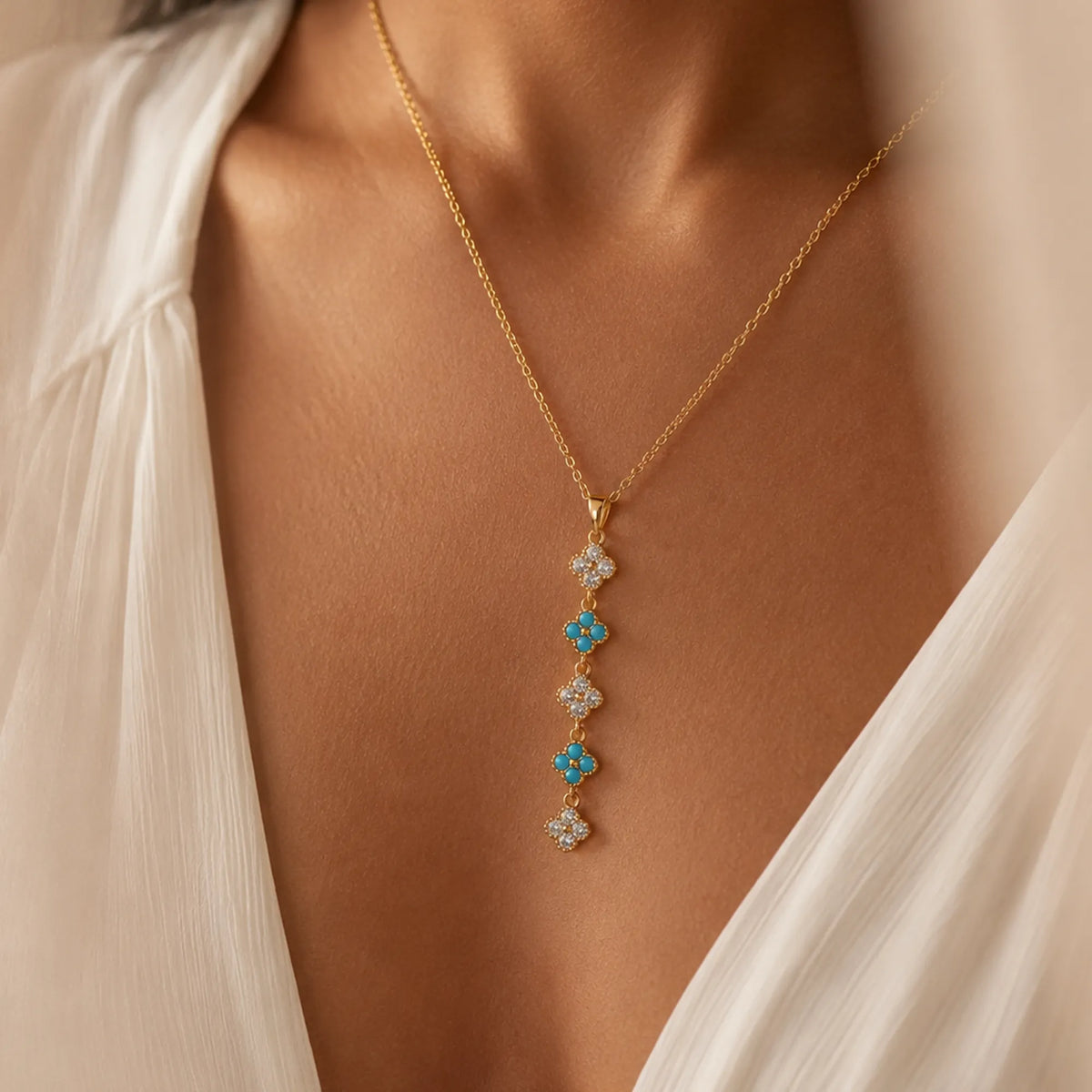 Azure Clover Luxe Necklace