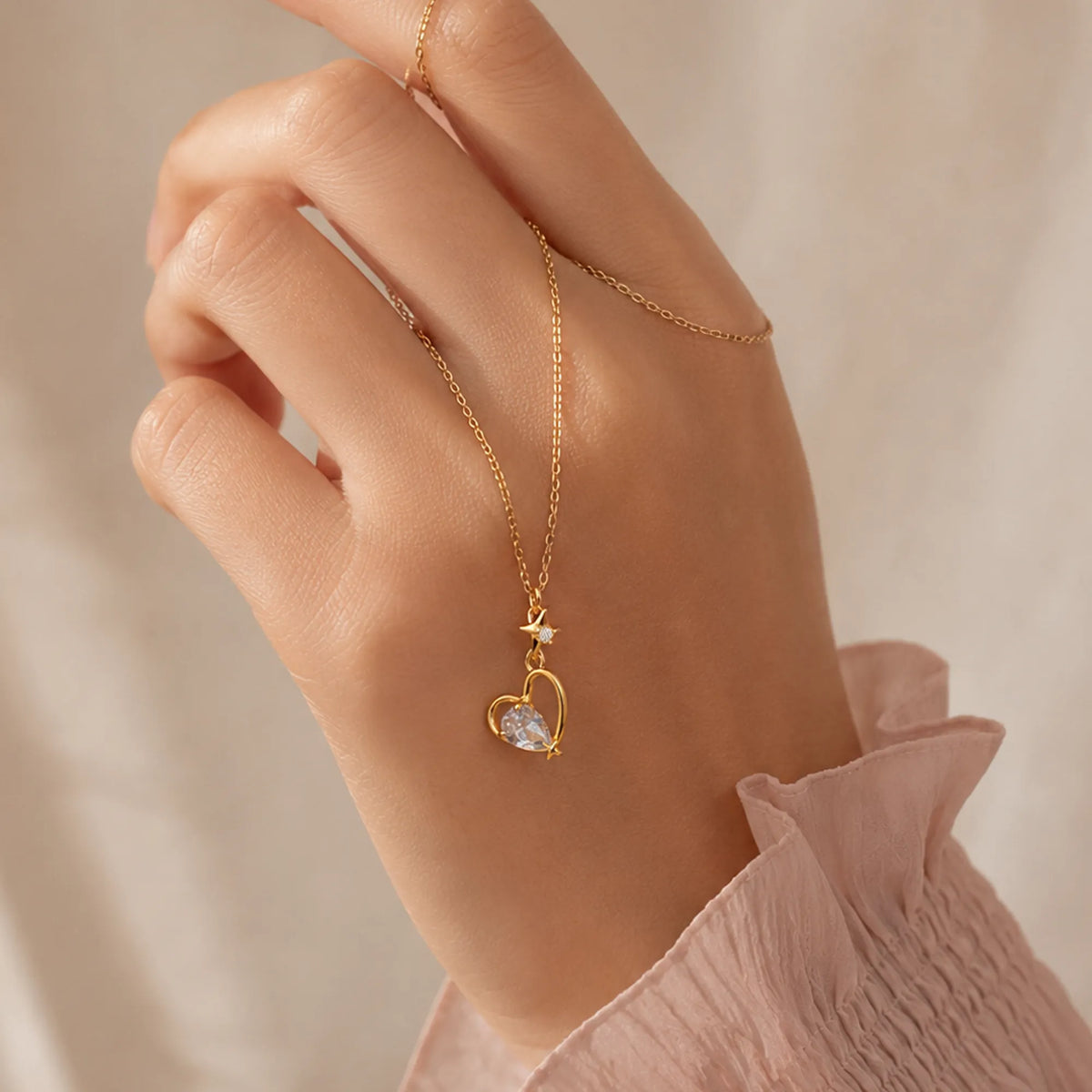 Crystal Heart Drop Necklace