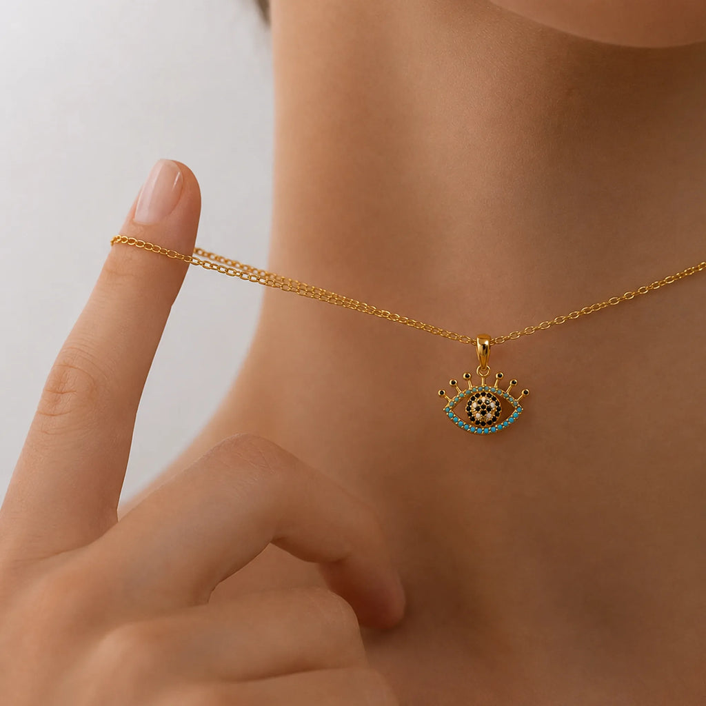 Turquoise Evil Eye Charm Necklace