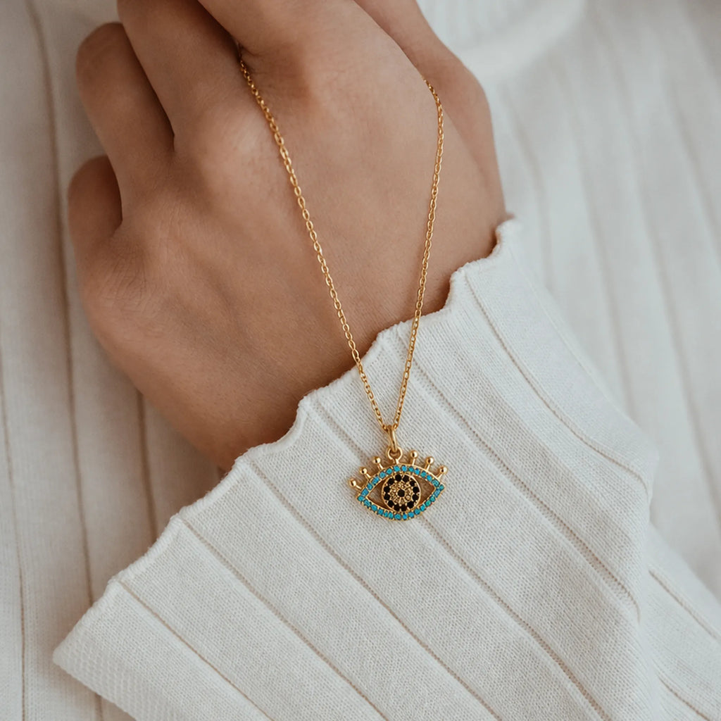 Turquoise Evil Eye Charm Necklace
